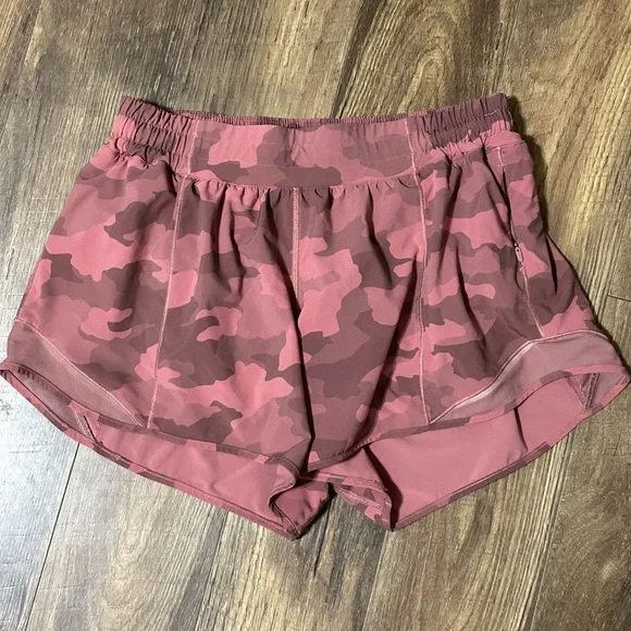 Pink Camo Lulu Shorts Lululemon Speed Up Short Long *4